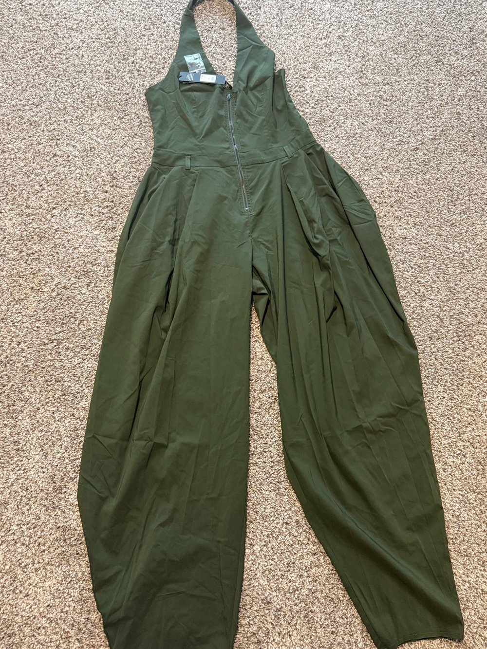 Army green halter jumpsuit